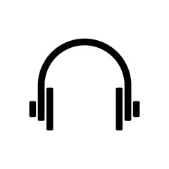 Illustration showing a black headphones icon on a white background