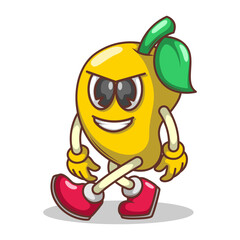 Funny doodle fruit cartoon with cute expression