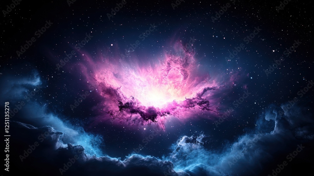 Poster a close up view of a supernova remnant, its expanding shell of gas and dust forming intricate fracta
