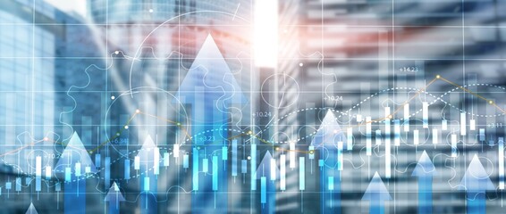 Stock market forex trading graph and candlestick chart suitable for financial investment concept
