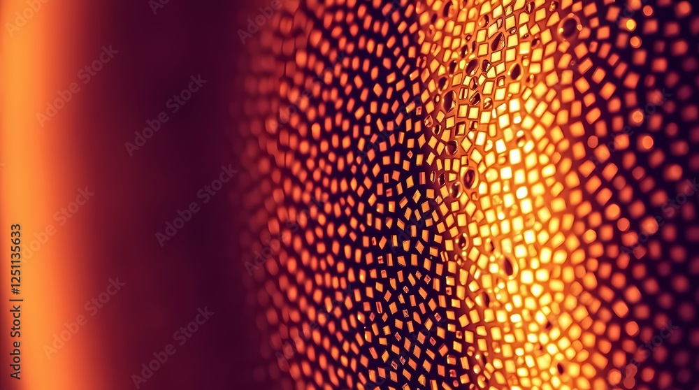 Poster textured pattern glows with warm orange and yellow hues in enchanting light. generative ai