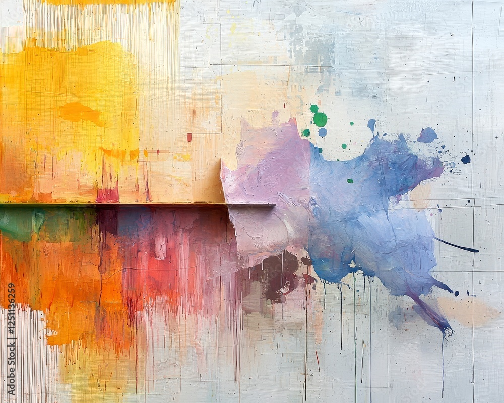 Poster vibrant abstract art composition with splashes of color and textured background for creative inspira
