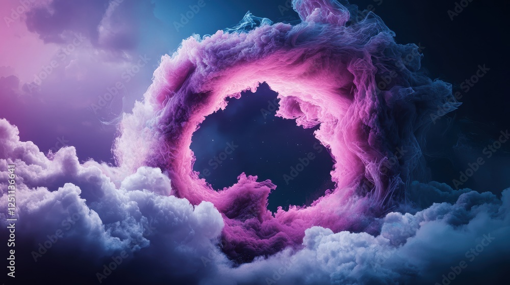 Poster a portal opening to another dimension, with swirling fractal patterns of light and energy beckoning 