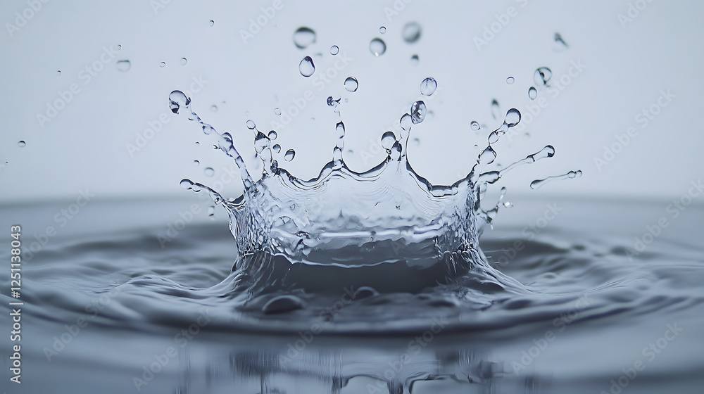 Aufkleber splashing water droplets creating a beautiful crown shaped splash against a calm water surface the i