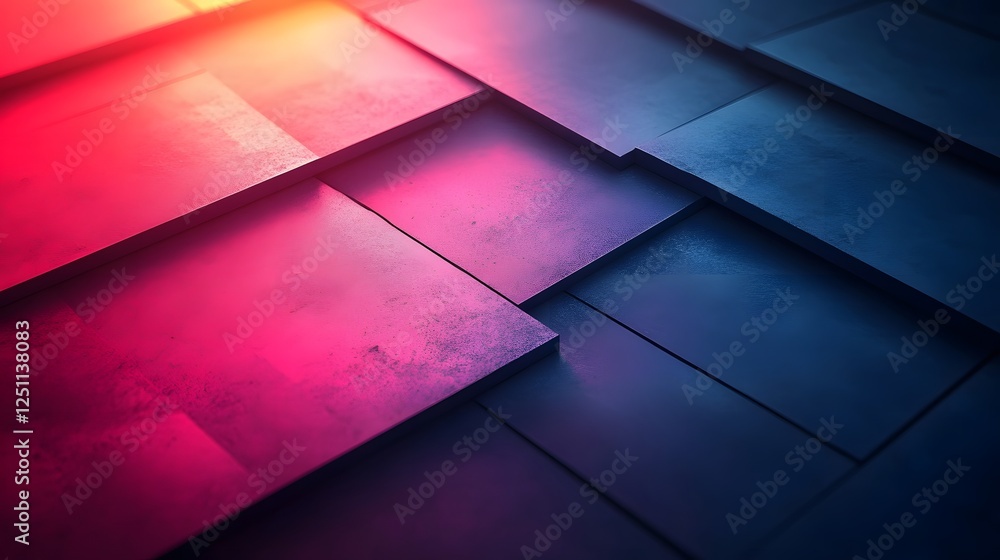 Aufkleber Striking geometric abstract background with 3D shapes modern minimal design vibrant neon gradient colors and a futuristic conceptual visual composition