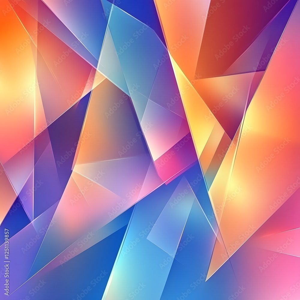 Poster Vibrant and dynamic abstract background with a mesmerizing geometric pattern composed of overlapping triangles polygons and gradients in a range of bold saturated colors  The design has a futuristic
