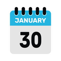 january 30 calendar icon and Time planner Daily Calendar reminder Vector design Illustration.