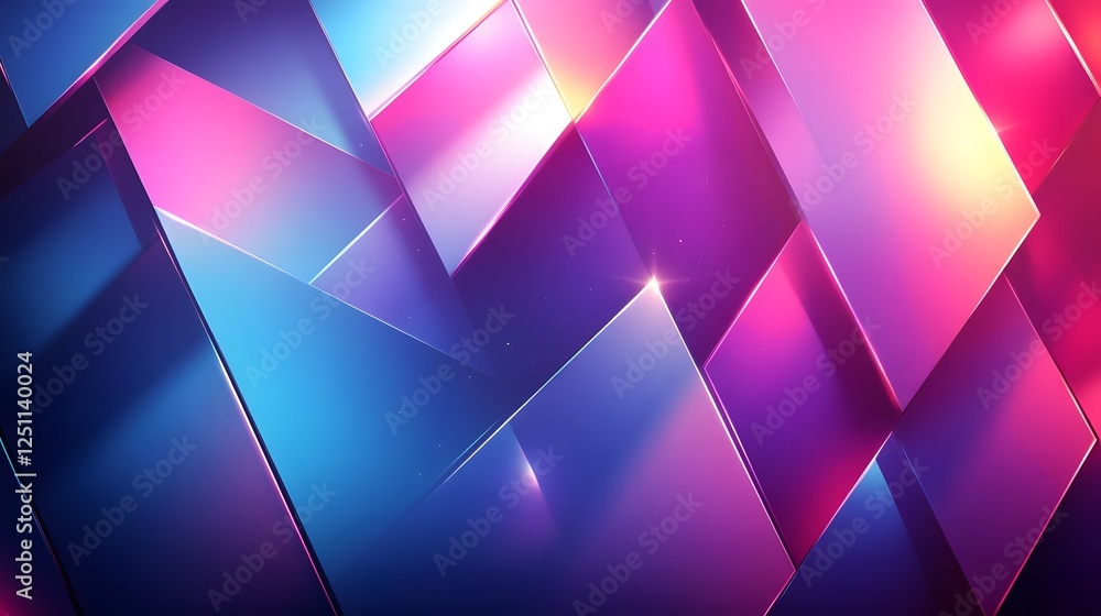 Poster Vibrant and dynamic geometric abstract background featuring a mesmerizing arrangement of colorful prism like shapes gradients and intersecting patterns