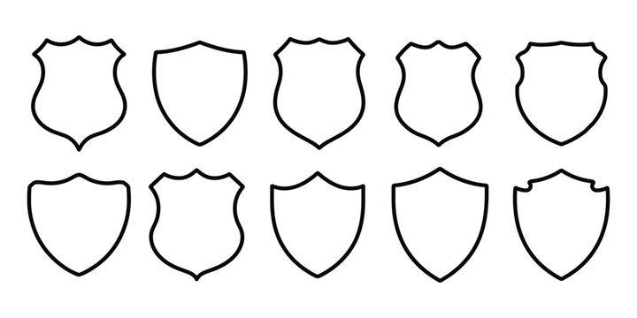 Security Shield Vector Line Icon Set. Security shield outline symbol. badge outline. heraldic outline. crest outline. 