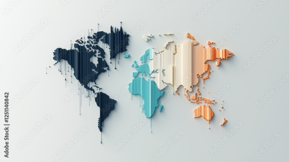 Aufkleber a map of a continent illustrating the distribution of different languages spoken, with each language