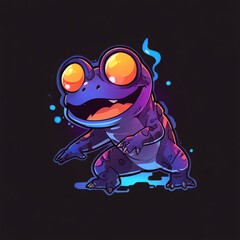 Neon Froggy Delight: A Vibrant Digital Art