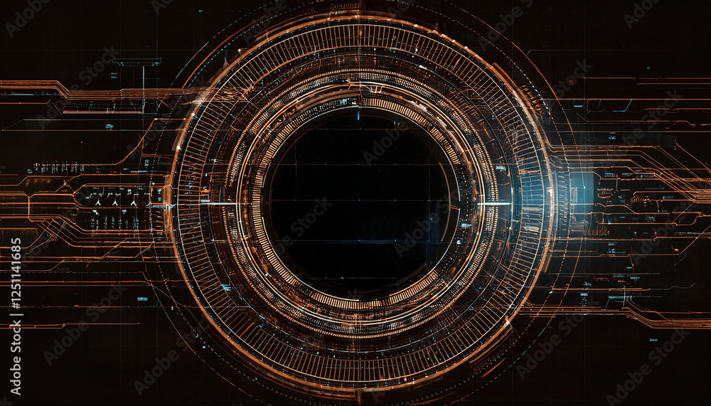 Poster glowing futuristic abstract technology circular interface