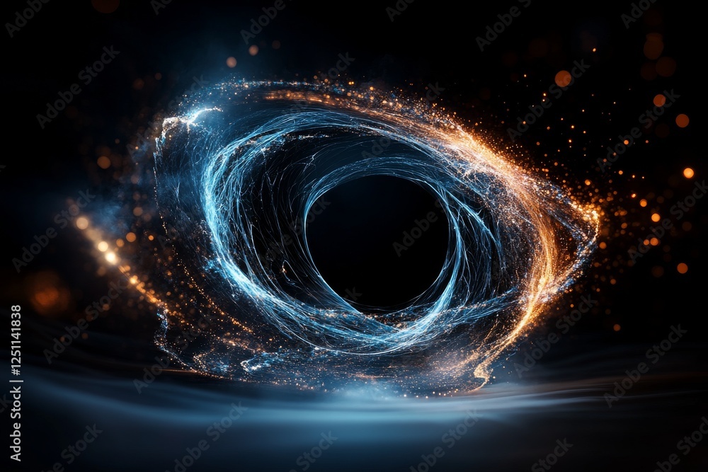 Poster colorful cosmic vortex with swirling light patterns and dark center creating an ethereal atmosphere 