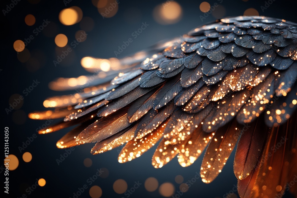 Poster dazzling feathers shimmer under soft light showcasing intricate patterns and textures