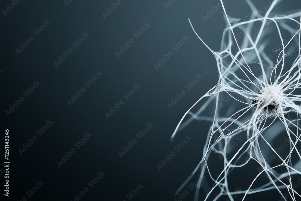 Poster intricate web structure against a dark background showcasing fine details and patterns in natural de