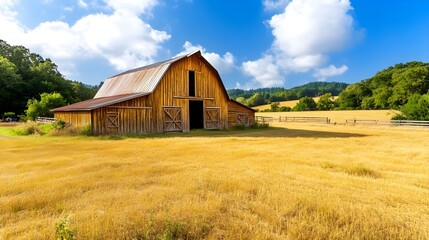 Rustic Wooden Barn in Golden Wheat Field - Rustic/Farmhouse aesthetic