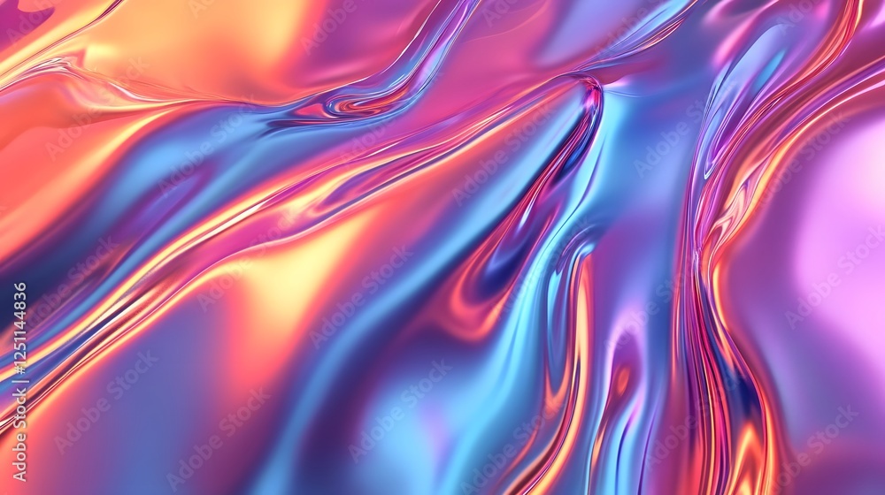 Leinwandbilder Vibrant Fluid Motion Abstract Digital Art Background with Colorful Gradient Waves  Captivating and mesmerizing abstract design with dynamic shimmering and prismatic color effects