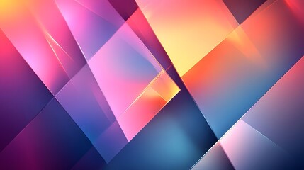 Fototapeta premium Visually striking abstract digital artwork featuring a dynamic composition of overlapping interlocking geometric shapes in a vibrant spectrum of colors and gradient backgrounds