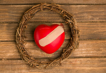 Crown of thorns and the figure of the heart. The concept of torment and suffering for your sake is...