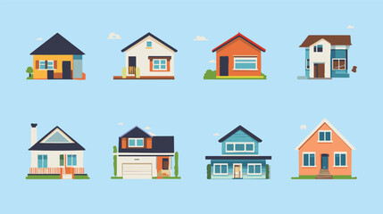 Fototapeta premium Vector Image Set of House Designs: Modern and Classic Architectural Styles