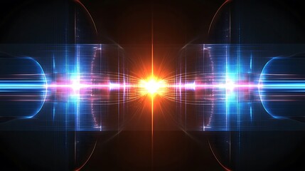 Obraz premium Abstract energy burst, symmetrical design, digital art, graphic