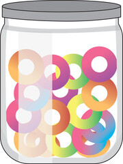 vector illustration of a jar of gummy candies 