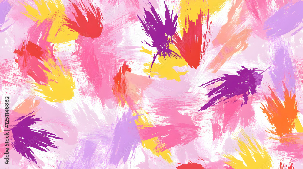 Poster vibrant brushstrokes in a seamless pattern creating colorful texture for background use in arts, cra