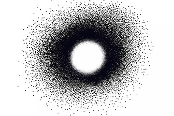 Black dot particles vector on a white background, dots forming a circular sphere or ball,