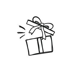 Opened Gift Box Doodle Hand drawn Illustration