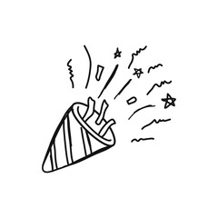 Hand-Drawn Confetti Popper Doodle Illustration