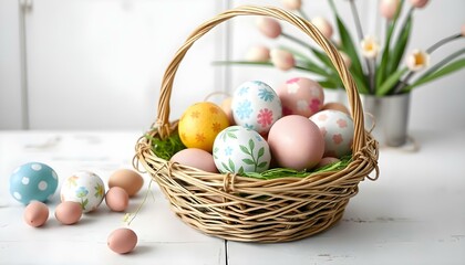 easter eggs in basket