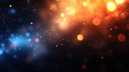 Fototapeta premium Abstract blue and orange light bokeh background