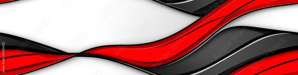 Poster contrast red and black waves with thin lines pattern