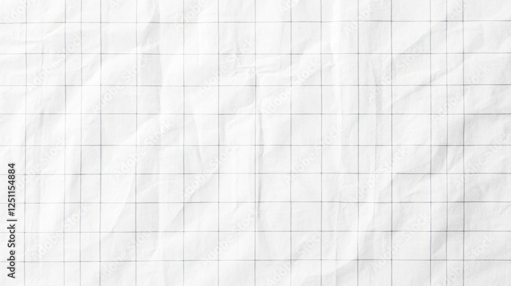 Poster crumpled white paper with grid pattern for background use