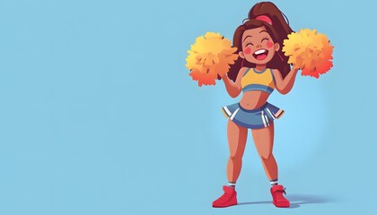 Cheerleader Girl Smiling With Pom Poms