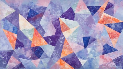 Abstract Geometric Painting in Pastel Tones
