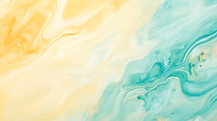 Obraz premium Abstract Swirling Yellow and Teal Paint Design