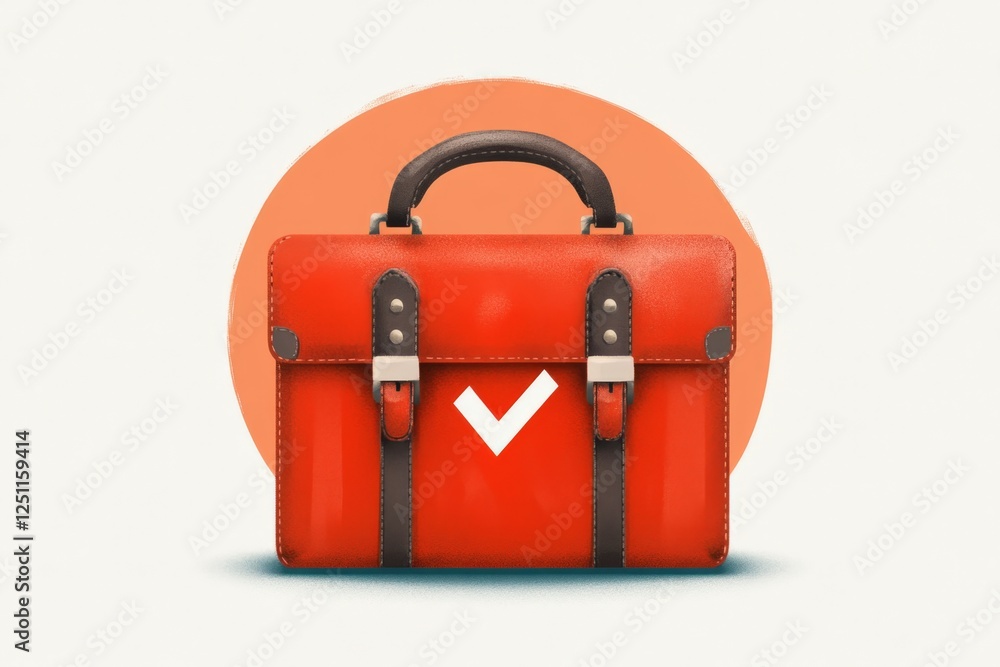 Poster a clean minimalist icon of a briefcase with a checkmark, symbolizing full-time employment