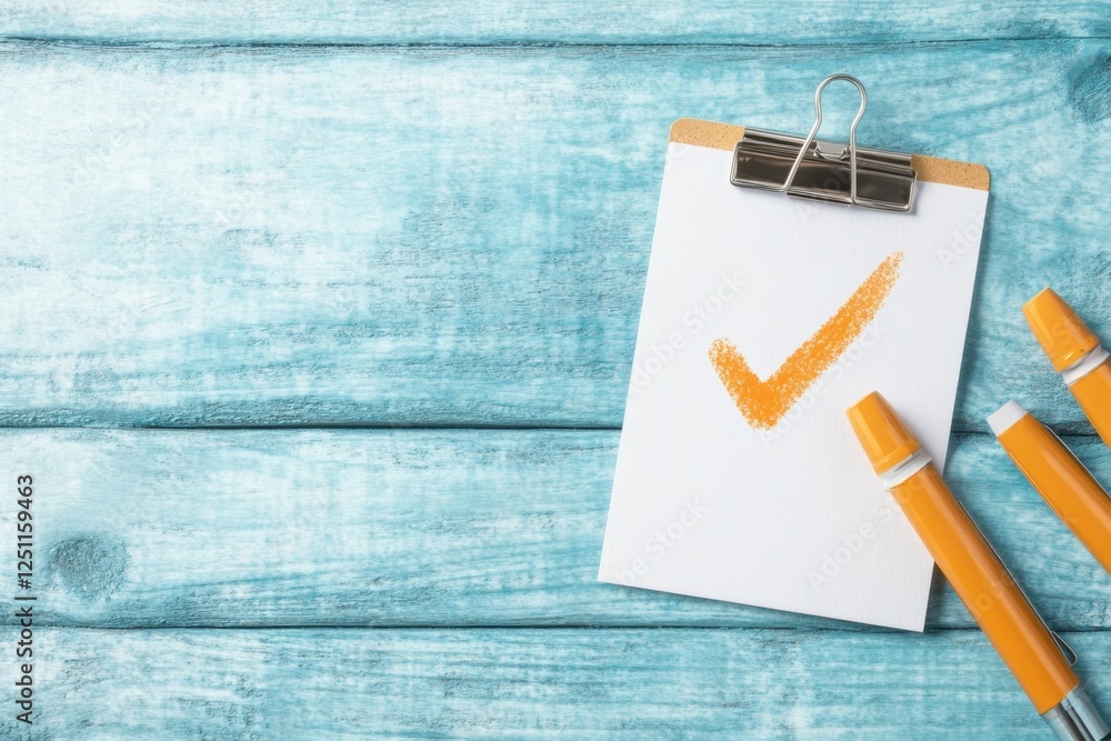 Poster A clean minimalist icon of a checklist with a checkmark, symbolizing attendance tracking