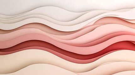 Obraz premium Abstract layered wavy pastel design in pink and beige tones
