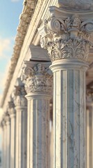 Majestic Classical Columns with Intricate Designs in Soft Light