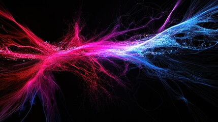 Abstract energy streams clashing, dark background, digital art, website banner