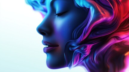 Woman, colorful hair, profile, studio, beauty