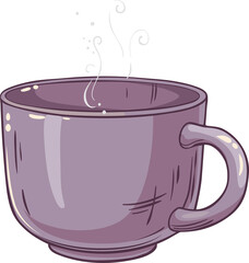 Cup of Tea isolated for Design and Decoration for Cafeteria, Posters, Banners, Cards. Mug of winter warming hot drink. Aroma beverage Colored Detailed Illustration.
