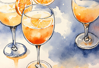 three glasses of orange wine