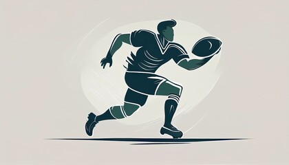 Obraz premium Firefly rugby player competes for the ball in a minimalist illustration showcasing athleticism on the field