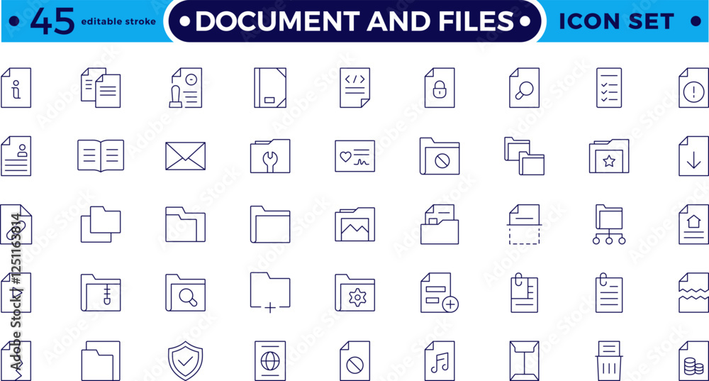 Aufkleber document outline icon set. documents symbol collection. different document icons. set of file and do