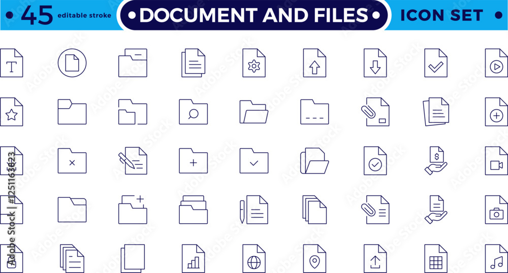 Aufkleber document outline icon set. documents symbol collection. different document icons. set of file and do
