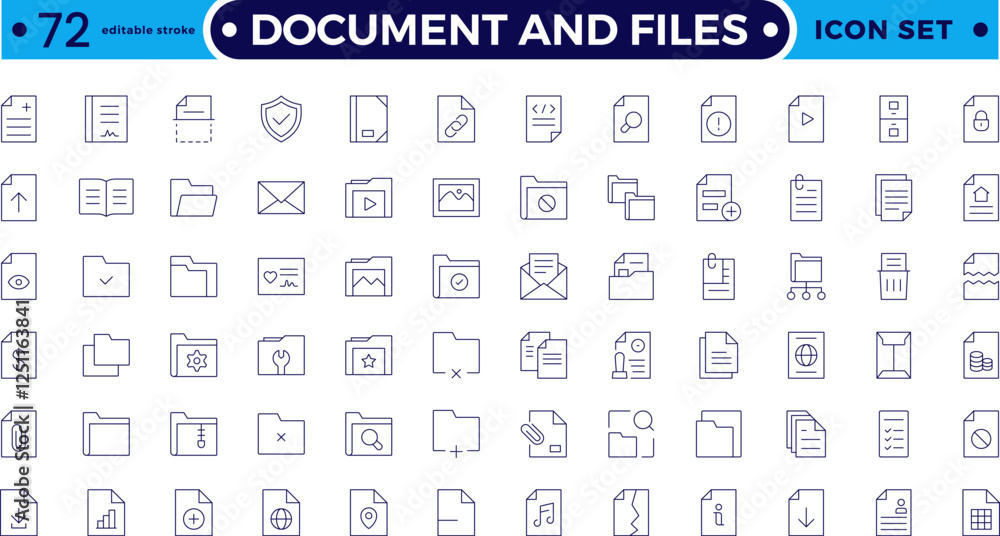 Aufkleber document outline icon set. documents symbol collection. different document icons. set of file and do