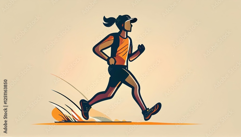 Poster creative illustration of a runner from firefly cross country running through a serene setting showca